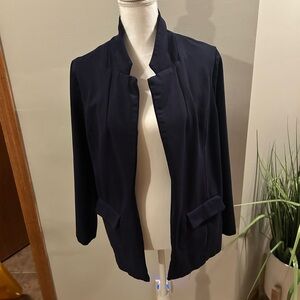 Liverpool Navy Open Front Blazer Jacket Minimal Career Workwear M